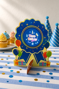 Décoration de table lumineuse LED scintillante Joyeux Anniversaire, centre de table en papier 3D, enseigne lumineuse pour table de desserts - Product Image 2