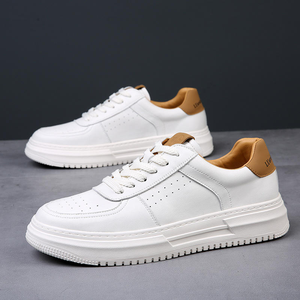 Petites chaussures de sport blanches pour hommes, tendance, polyvalentes, chaussures de course 2026, respirantes, décontractées, doublure en cuir véritable, légères - Product Image 3