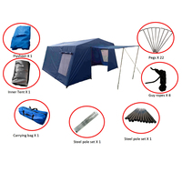 Tente familiale imperméable HOSA Outdoor Europa avec sac de transport, 4 à 8 personnes, deux chambres, quatre saisons, vente chaude, grande capacité, acier