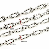 Cadena de Acero Inoxidable en Forma de U, Chapada en Oro de 18K, Duradera, con Nudo Dorado, para Fabricación de Joyería, Accesorios para Bolsos y Bolsas de Mascotas