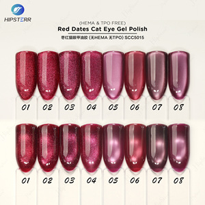 Vernis Gel Effet Œil de Chat Rouge Sans HEMA ni TPO, Paillettes Rouges, Haute Réflexion, Marque Privée - Product Image 3