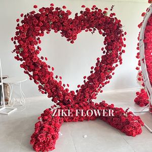 8フィート ハート形 アーチスタイル バラの花 背景幕 屋外ウェディングイベント フローラルアレンジメント メタル素材 パーティー用 - Product Image 2