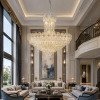 Lustre Moderne de Luxe Français à Fleurs en Cristal, Suspension Dorée Ornée en Verre, Lumière LED Dimmable 9 Ampoules, Garantie 2 Ans, Villa Majlis