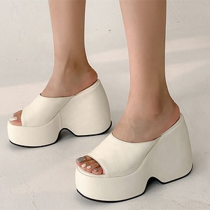 Height Increasing Thick Sole Wedge High Heel <b>Shoes</b> Open Toe Summer Sandals for Women Casual Comfortable Slides Slip-on - Product Image 4