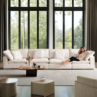 Canapé d'angle modulaire en tissu capitonné et pivotant pour salon de villa, mobilier de maison