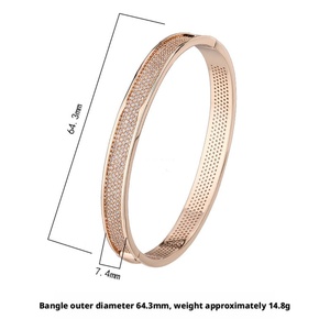 Fashion Jewelry Eco-friendly <b>Copper</b> Rose Gold Plated Minimalist Design Micro Pave Zircon Anti Tarnish <b>Bangles</b> for Women - Product Image 2