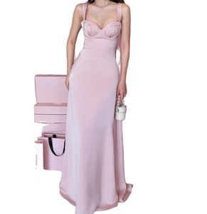 OUDINA Vestido de Noche Largo sin Mangas, Elegante, para Mujer, Estilo Formal, Liso, Teñido, Ecológico, de Poliéster - Product Image 1