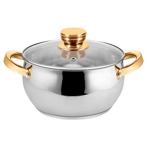 Ensemble de Casseroles de Cuisine en Acier Inoxydable d'Usine avec Fond à <span class=keywords><strong>Induction</strong></span> et Poignées Dorées pour Cuisinière à Gaz à Usage Domestique - Product Image 3