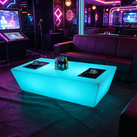Table basse carrée lumineuse LED moderne et tabouret combiné pour salon, bar extérieur, banquette design, table de bar basse