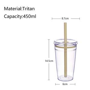 Taza para beber de paja colorida de gran capacidad para el hogar, regalo de cumpleaños para amigos, taza de café Tritan transparente con tapa, taza de café - Product Image 4
