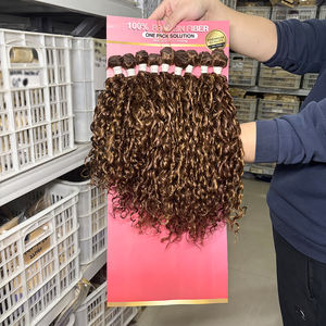 Extensions de cheveux Julianna en gros, lot de 9 pièces, fibres organiques bio-proteinées, tissage synthétique, mèches bouclées, ensemble de mèches - Product Image 1