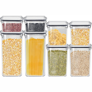 Multigrain Rectangle Injection-Molded PET+PP Eco-Friendly Food Storage Containers <b>Lids</b> Different Capacities Recyclable Stackable - Product Image 1