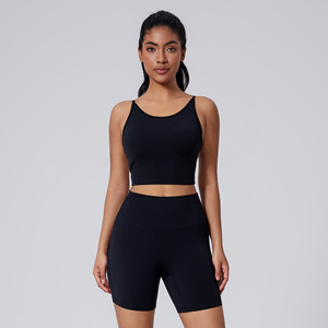 Di alta qualità da donna 2 pezzi di colore solido nudo attivo Yoga Set palestra ad alta intensità sport flessibilità forma il corpo Yoga abbigliamento - Product Image 2