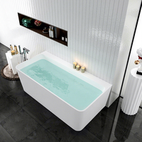 Baignoire autoportante en pierre artificielle à surface solide, écologique et moderne, avec drain – Idéale pour les projets de salles de bain et d'hôtels