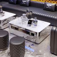 Nouvelle conception MINGMENG Table basse de bar moderne en métal avec éclairage LED intégré, mobilier hôtelier commercial écologique