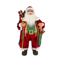 Statue de poupée en peluche Père Noël debout de luxe de 80cm pour décorations d'affichage de fenêtre de Noël
