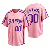 Maßgeschneidertes Baseball-Trikot Charmantes Rosa Grundton mit Orchideen-Streifen OEM POD Individueller Teamname und Nummer Herren-Sportbekleidung