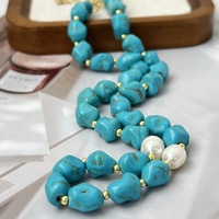 Collier pendentif vintage en cuivre turquoise en forme de boule avec diamant, nouvelle chaîne créative pour femme