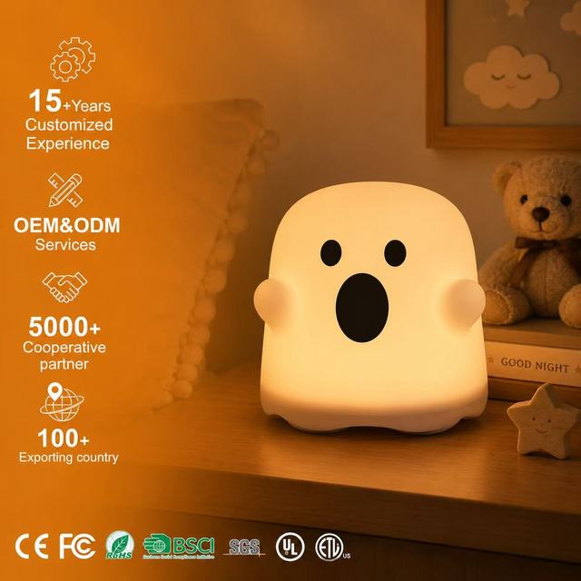 Funny Birthday Gift Ghost-shaped Silicone Gel Night Light Dorm Bedside Playful Quirky Parent-child Lamp Cute Rechargeable Light