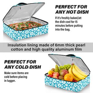 Sac isotherme personnalisé pour pizza imprimé Hibiscus Hawaïen, en feuille d'aluminium, grande capacité 15L, étanche, pour transport de plats chauds - Product Image 4