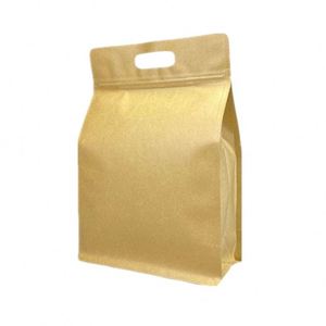 Sacs à fond plat réutilisables avec fermeture éclair et poignée, 20x30cm, sac en papier kraft brun avec poignées, pack promotionnel - Product Image 4