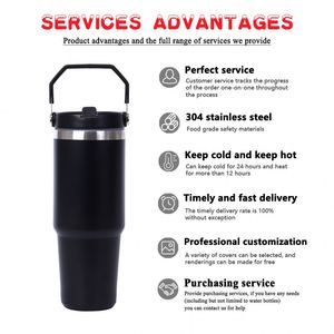 20/30OZ Stainless Steel Sports Water Bottle Wide Mouth Tumbler with Shockproof Durable Cup Handle Lid for Cycling Hiking Camping - Product Image 2