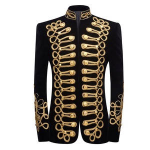 Blazer Homme Rétro Style <span class=keywords><strong>Cour</strong></span> Européenne en Velours avec Boutons à Cordon – Veste Formelle Noble Vintage – Fabricant - Product Image 1