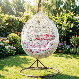 Chaise suspendue en <span class=keywords><strong>rotin</strong></span> portable pour terrasse, intérieur et extérieur, avec support, pour salon, jardin, balcon - Vente flash - Product Image 5