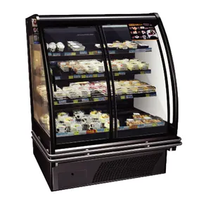 Kimay alta qualidade supermercado geladeira lado traseiro oblíqua porta deslizante multideck exibir refrigerador