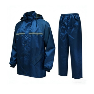 Chaqueta Impermeable Reflectante Verde Oliva OEM de Poliéster, de Una Sola Capa, 2 Piezas, para Trabajadores y Motociclistas - Product Image 3