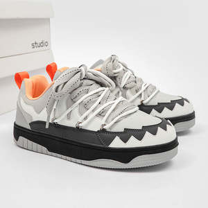 Chaussures en cuir pour hommes, baskets de running tendance, chaussures de marche décontractées à semelle épaisse et respirantes, chaussures de skate pour adolescents - Product Image 2