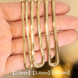 Gioielli in Oro Italiano AU750 18k, <span class=keywords><strong>Bracciale</strong></span> a Catena Piatta Stile Osso di <span class=keywords><strong>Serpente</strong></span>, <span class=keywords><strong>Bracciale</strong></span> in Oro per Donne - Product Image 4