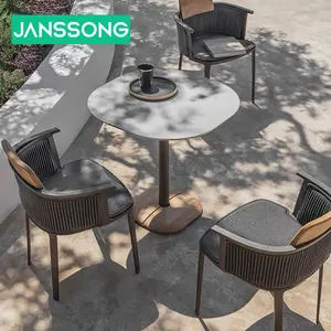 New Arrival Restaurant Commercial Cafe Outdoor Dining Furniture Set Marble Glass Round Square Table 2 Chairs
