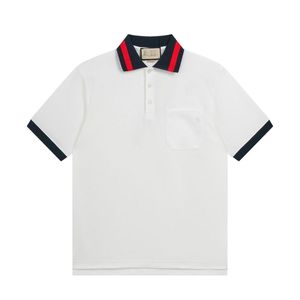 Luxury quality designer style casual 100% cotton fitted vintage classic Gu cci short-sleeved polo <b>shirt</b> for men - Product Image 3