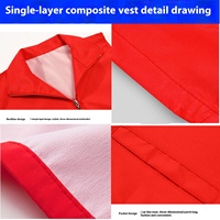 Op maat gemaakte rode waterdichte casual canvas vest met rits, buitenkleding voor heren, 100% polyester buitenlaag, lente reclamecampagne