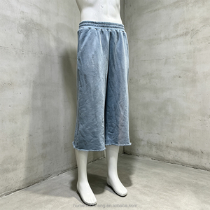 Shorts de survêtement longs 3/4, coupe ample, style <span class=keywords><strong>Bermuda</strong></span>, délavés à l'acide, effet dégradé soleil, personnalisables, de haute qualité - Product Image 2