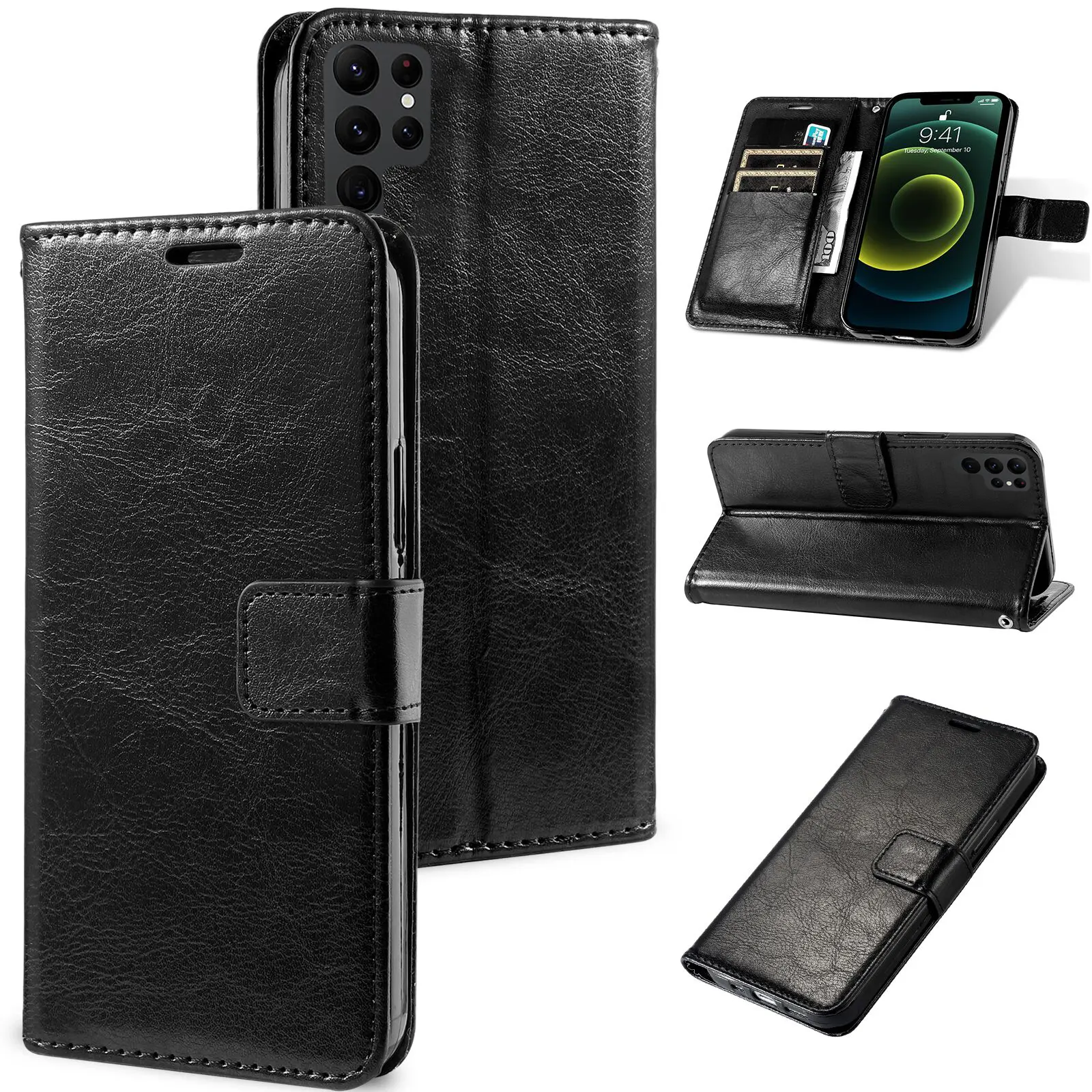 Classic Wallet Leather Case Mobile Phone Bags For Samsung Galaxy S23 Note 20 Ultra S22 Plus A54 A34 A24 Flip Cover Accessories