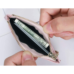 Rosa Carino Piccolo Supporto di Carta di Cuoio del Raccoglitore della Ragazza Della Borsa Della Moneta Delle Donne Sottile <span class=keywords><strong>Con</strong></span> Portachiavi - Product Image 3