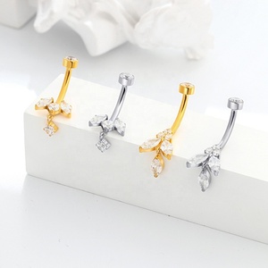 Histoires de piercing ASTM F136 Titanium Dangle Marquise CZ Anneaux de ventre Bijoux de piercing corporel - Product Image 5