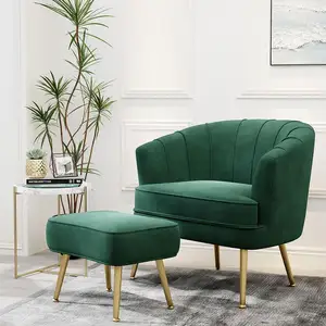 Fluwelen Accent Stoel Ottomaanse Gestoffeerde Moderne Single Sofa Side Stoel Woonkamer Fauteuil Voor Slaapkamer Woonkamer Kantoormeubilair