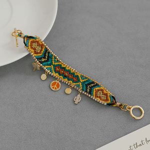 Bracelet tissé à la main en forme de palmier cactus, symbole de paix, bijou d'amitié en cristal plaqué or aux couleurs vives - Product Image 3