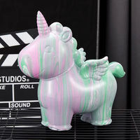 Kit de peinture fluide DIY pour l'art de la coulée, tirelire licorne, ornement en résine, tirelire licorne