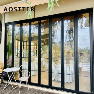 <span class=keywords><strong>Porte</strong></span> pliante AOSTTER en aluminium finition noire minimaliste avec panneau <span class=keywords><strong>de</strong></span> sécurité haute transparence et <span class=keywords><strong>seuil</strong></span> encastré pour villa contemporaine - Product Image 4