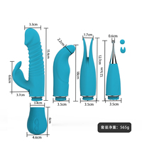 Sexspielzeug für Frauen mit 4 Austauschbaren Aufsätzen Silikon Rotations-Massage-Vibrator