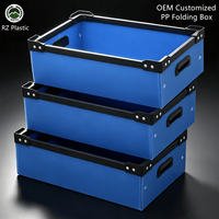 Boîte de rangement pliable et empilable en plastique recyclable, en panneaux alvéolés PP sur mesure OEM, avec poignée, 4 x 8, directement de l'usine