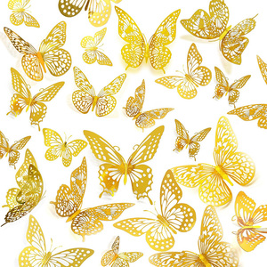 יום הולדת xieli קיר מסיבת יום הולדת קישוט 3D זהב פרפרים - Product Image 4