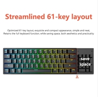 LEAVEN K620 Yeni RGB LED Arkadan Aydınlatmalı USB Type-C Oyun Klavyesi Kablolu Mekanik 61 Tuşlu OEM Değiştirilebilir DIY Anahtarlar Su Geçirmez