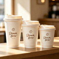 Gobelets à café en papier à double paroi personnalisés de 8 oz, 12 oz, 16 oz, 20 oz, pour boissons chaudes, jetables, à emporter, avec couvercles