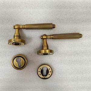 Serrure en laiton massif or Satin français boutons à poignée Villa maison chambre intérieur matériel silencieux porte en bois clé levier poignée ensembles - Product Image 6