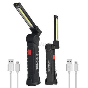 Xách tay COB LED Đèn pin USB có thể sạc lại làm việc ánh sáng từ treo đèn với built-in pin cắm trại Torch